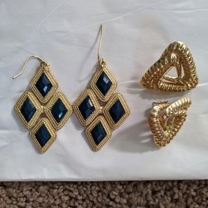 Gold earrings 2 pairs set